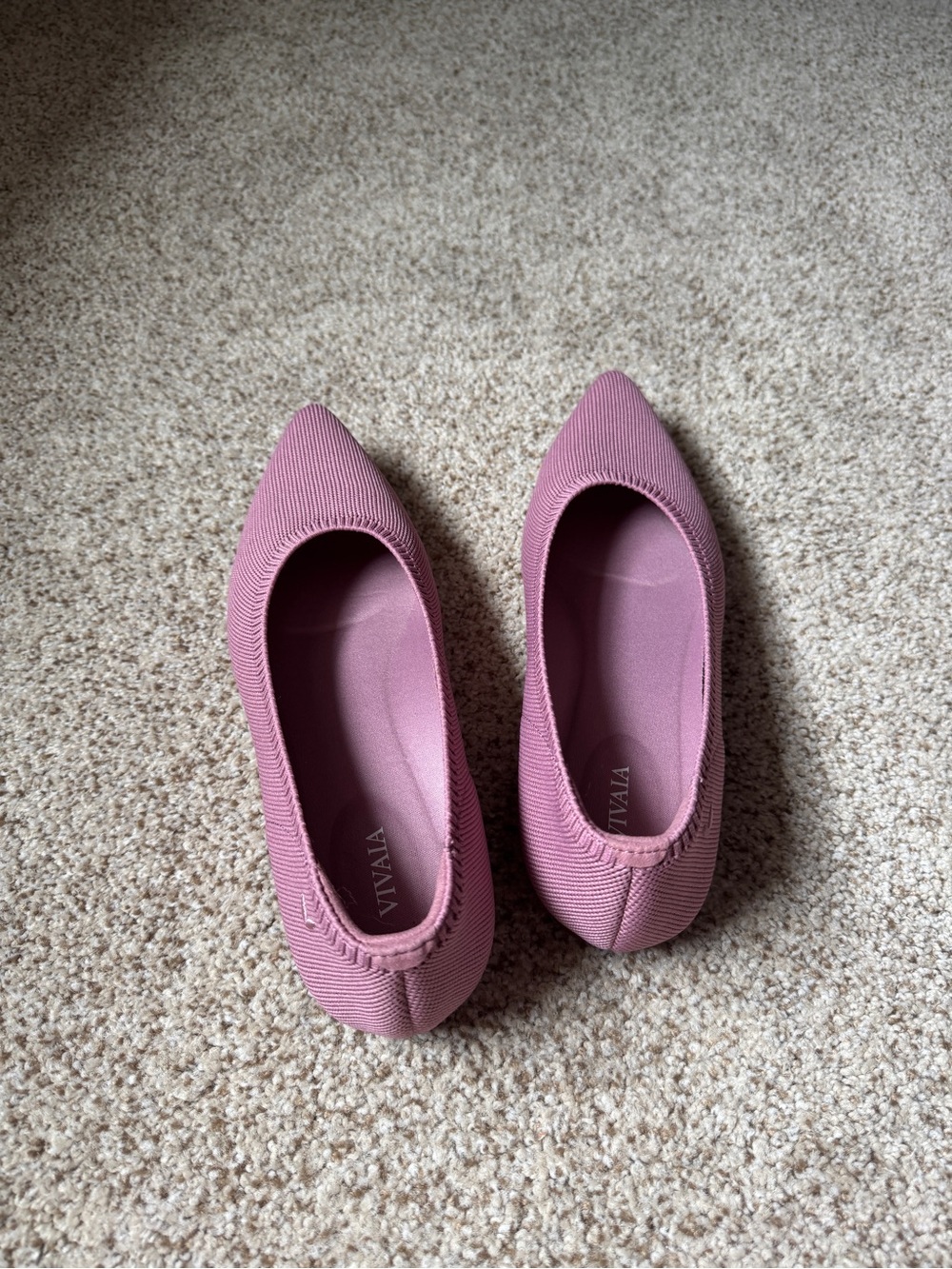 VIVAIA Mauve Knit Pointed Toe Ballet Flats - Picture 2 of 4